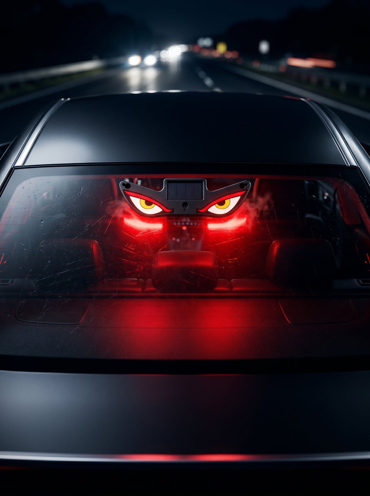 😈 Devil eye LED effect, high visibility at night! ☀️ Solar + Type-C dual charging, no wiring needed!