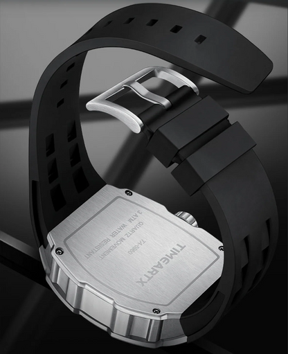 TIMEARTX Luxury Chronograph Tonneau Watch for Men | Black | Luminous Dial | Quartz | Cash on Delivery